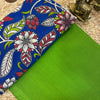 Pure Cotton Plain Unstitched Top with Kalamkari Cotton Dupatta – Green & Blue