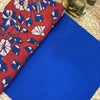 Pure Cotton Plain Unstitched Top with Kalamkari Cotton Dupatta – Royal Blue & Rust