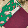 Pure Cotton Plain Unstitched Top with Kalamkari Cotton Dupatta – Maroon & Green