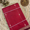 Maheshwari Pure Soft Silk Saree with Vairaoosi Pattern & Zari Border – Crimson Red