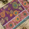 Kalamkari Floral Printed Semi Tussar Silk Saree with Plain Contrast Running Blouse – Royal Plum