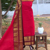 Authentic 120 Count Pure Chettinad Cotton 2-Pc Salwar Material Set with Dupatta – Rani Pink & Maroon Temple Border