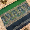 Soft Viscose Maheshwari Plain Cotton Saree with Contrast Running Blouse – Emerald Green & Midnight Black