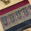 Soft Viscose Maheshwari Plain Cotton Saree with Contrast Running Blouse – Deep Maroon & Navy Blue