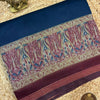 Soft Viscose Maheshwari Plain Cotton Saree with Contrast Running Blouse – Navy Blue & Wine Purple