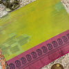 Olive Green & Magenta Handloom Pochampally Pure Cotton Saree with Mangalgiri Border & Running Blouse