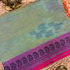 Handloom Pochampally Pure Cotton Saree with Mangalgiri Border & Running Blouse – Sage Green & Pink