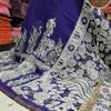 Summer-Friendly Linen Cotton Saree with Kalahasti Pen Kalamkari Digital Print & Contrast Running Blouse – Royal Blue
