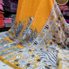 Summer-Friendly Linen Cotton Saree with Kalahasti Pen Kalamkari Digital Print & Contrast Running Blouse – Mustard Yellow