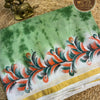 Tie & Dye Shibori Dyed Kota Cotton Saree with Artistic Border & Contrast Running Blouse – Pastel Green