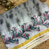 Tie & Dye Shibori Dyed Kota Cotton Saree with Artistic Border & Contrast Running Blouse – Grey