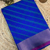 Royal Blue Geometric Tanchoi Printed Chanderi Cotton Saree with Magenta Border