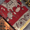 Handpainted Maroon Kota Doria Kalamkari Printed Saree with Contrast Blouse