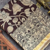 Handpainted Beige and Maroon Kota Doria Kalamkari Printed Saree with Contrast Blouse
