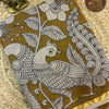Mustard Handpainted Kota Doria Kalamkari Printed Saree with Contrast Blouse