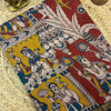 Multicolor Handpainted Kota Doria Kalamkari Printed Saree with Contrast Blouse