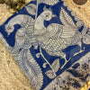 Royal Blue Handpainted Kota Doria Kalamkari Printed Saree with Contrast Blouse