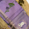 Lavender Mugha Cotton Saree with Pichwai Floral Prints and Contrast Blouse