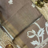 Earth Brown Linen Cotton Saree with Floral Woven Design