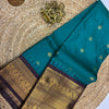 Peacock Blue Gadwal Semi Pattu Saree with Rich Zari Border