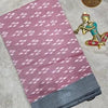 Single Warp Pure Handloom Ikkat Cotton Saree in Dusty Pink with Grey Border – Bhuvanagiri Looms Collection