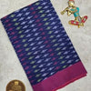Single Warp Pure Handloom Ikkat Cotton Saree in Navy Blue with Magenta Border – Bhuvanagiri Looms Collection