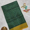 Single Warp Pure Handloom Ikkat Cotton Saree in Forest Green with Mustard Border – Bhuvanagiri Looms Collection