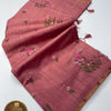 Beautiful Matka Chanderi Cotton Saree with Thread Embroidery and Plain Self Coloured Blouse