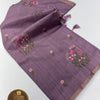 Beautiful Mauve Matka Chanderi Cotton Saree with Thread Embroidery and Plain Self Coloured Blouse