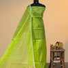 Premium Handcrafted Muslin Paithani Jamdani 2-Pc Set – Fresh Parrot Green