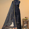 Premium Handcrafted Muslin Paithani Jamdani 2-Piece Set – Classic Black with Multicolour Paithani Pallu