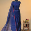 Premium Handcrafted Muslin Paithani Jamdani 2-Piece Set – Deep Navy Blue with Multicolour Paithani Pallu