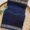 Indigo Polka Maheshwari Silk Cotton Saree with Bagru Print Running Blouse