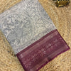 Bhagalpuri Soft Viscose Cotton Saree with Wine Contrast Border and Running Blouse