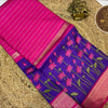 Stunning Traditional Pichwai Crepe Silk Saree with Running Blouse and Contrast Borders